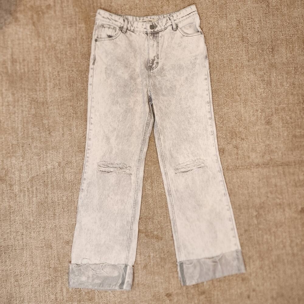 Grace & Emma Gray Distressed Stonewashed Cuffed Jeans Women's Size 6